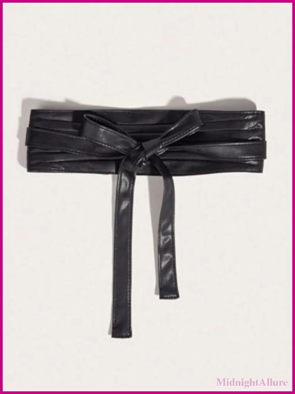Women's Faux Leather Wide Obi Belt Knotted Waistband for Dress